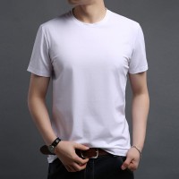 2022 order Hao clothing T-shirt men's short-sleeved summer mercerized cotton t-shirt men's round neck solid color fashion ice silk shirt